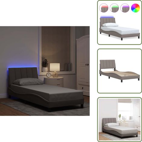 The Living Store Cadre de lit sans matelas Hanko taupe 80x200 cm tissu - Oreiller de tête (1/5)