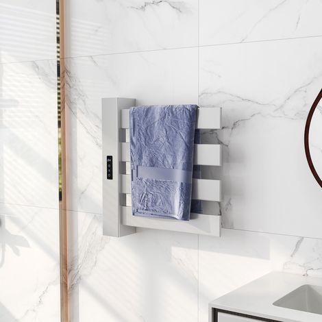 Toallero Eléctrico de Pared para Baño con 4 Barras Calentamiento Rápido Wi-Fi y Pantalla Táctil 47,5x9,5x49 cm Blanco (1/5)