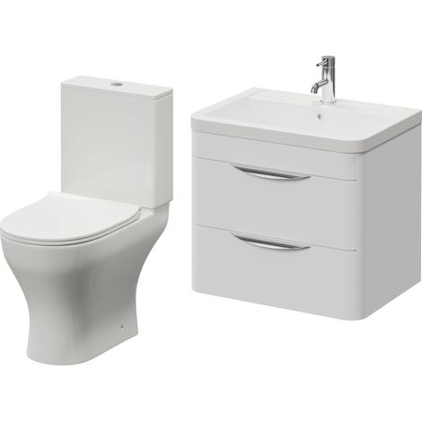 Oslo Gloss White 1150mm Wall Mounted Vanity and Jubilee Toilet Suite with Anya Basin - 1150mm - Oslo Standard Handle
