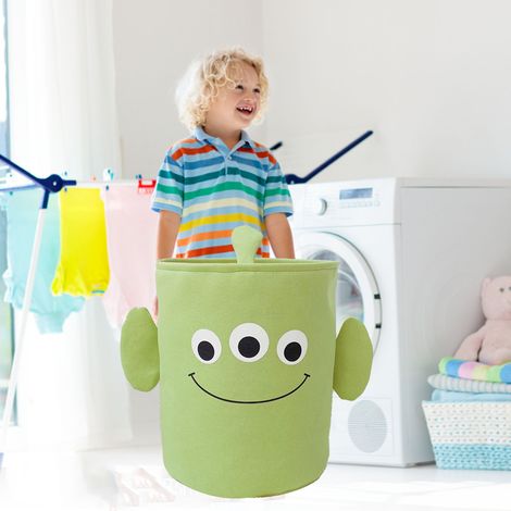 Panier de rangement à motifs de dessins animés, panier à jouets pour enfants, boîte de rangement en tissu pour vêtements de bébé, panier à linge sale, boîte de rangement lavable, panier vert monstre à (1/5)