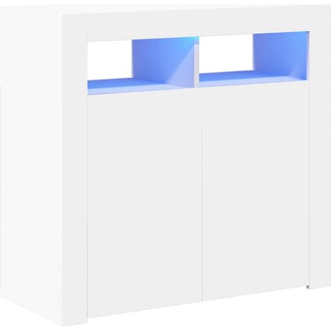 Sideboard with LED Lights White 80x35x75 cm vidaXL (1/5)
