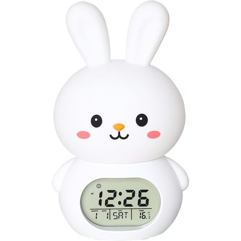Veilleuse lapin de Pâques Réveil avec snooze luminosité réglable LED Décoration Chambre Enfant Outil de Gestion du Temps pour Tout-petits Filles Garçons Étudiants Maison (1/5)