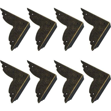 Lot de 8 protections d'angle vintage en métal pour meubles et tables (bronze) (1/4)