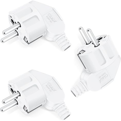 x Schuko plugs, 250 V (16 A), safety plug with anti-kink sleeve, plastic Schuko plug, unbreakable, durable, can be used for 8-10 mm cables (white) (1/5)