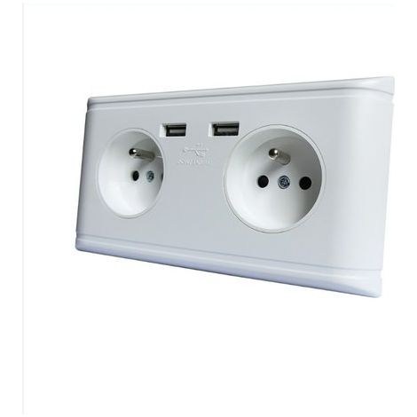 Prise USB multifonctionnelle prise UE prise de courant murale avec double port USB pour le chargement du téléphone 250 V (1/4)