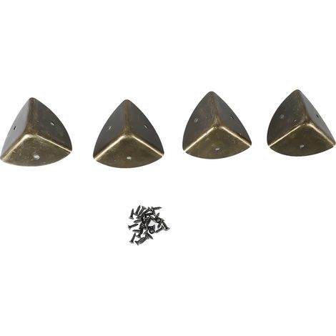 Set of 4 bronze metal corner protectors, 40 mm, for chests, trunks, decorative trim for wooden furniture and tables, with screws (1/5)