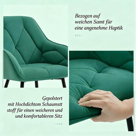 Lot de 2 chaises salle à manger 45,5x45x83,5 cm velours turquoise, stables pour repas – MEUBLIV (1/5)