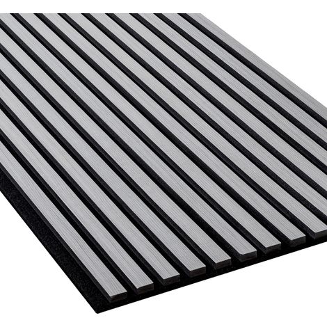 Panel acústico 3D NMC 3054677 SELITSTYLE Panel de pared 240 x 56,5 cm Revestimiento de pared palilleria acústico Diseño escandinavo ceniza blanca