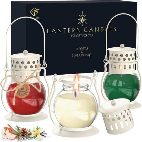 Candele Profumate in Lanterne Decorative Set Regalo 3 Colorate (1/5)