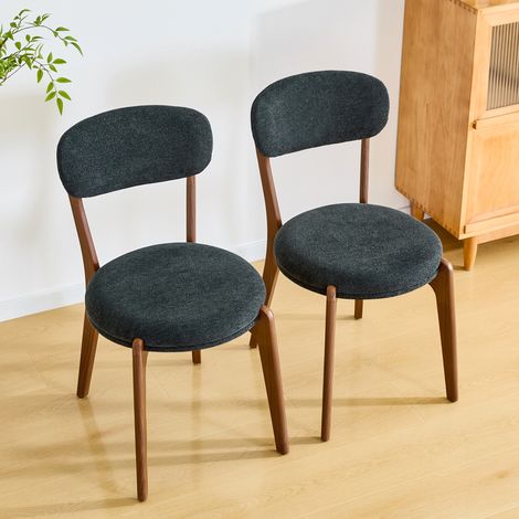 2er-Set Esszimmerstühle aus Leinen mit Metallgestell, schwarz