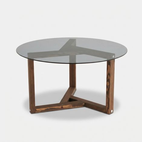 Mesa de centro de vidrio templado y madera de pino Miro (1/5)
