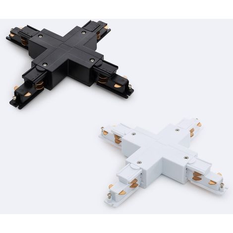Conector Tipo X para Carril Trifásico DALI Negro (1/4)