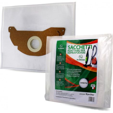 5PZ SACCHETTI MICROFIBRA BIDONE KARCHER SEBO 2501 2601 2061 3001 3001 PLUS WD25