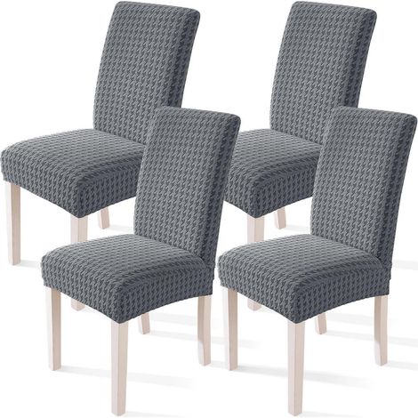 Stretch Stuhlhussen 4er Set, elastisch, abnehmbar, hellgrau (1/5)
