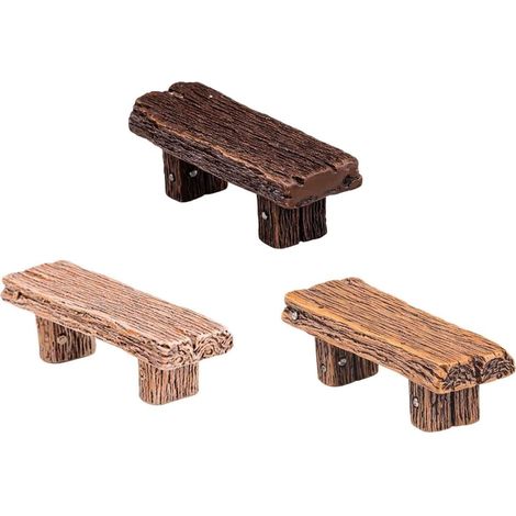 3 Pièces Bancs Miniatures en Résine, Exquis Ornements, Rétro Bancs Miniature Fée Jardin Bonsaï Ornements Dollhouse Décoration Durable et Utile, Maison de Poupée, Décoration d'aménagement Pay (1/5)