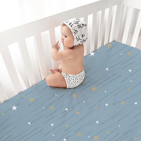 Draps Housse Bébé 60x120 cm Draps Housse Lit Bébé en Microfibre Polyester Draps Universels pour Lit et Berceau,Étoile d'or (1/3)