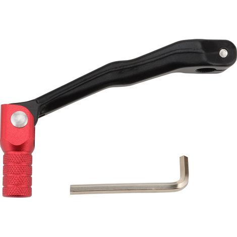 Universeller Schalthebel aus geschmiedeter Aluminiumlegierung, CNC-verstellbar, für die meisten Zweitakt-Offroad-Motorräder, schwarzer Korpus, rote Spitze, leichtes und langlebiges Ersatzteil. (1/4)