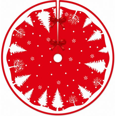 Falda para árbol de Navidad, falda redonda roja para árbol de Navidad, adornos para árbol, funda (150 cm) (1/4)