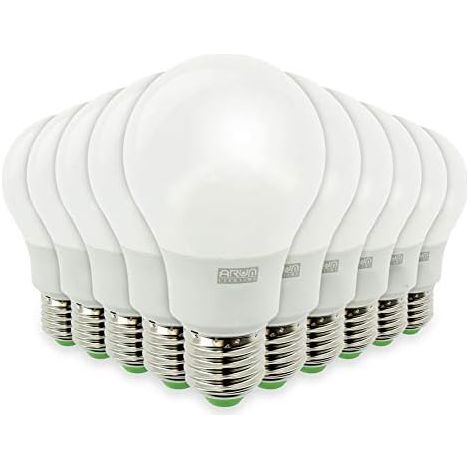 Pack of 10 E27 8W LED Bulbs, equivalent to 60W, 806lm, Non-Dimmable ARUM… (Warm White) [Energy Class F] (1/5)