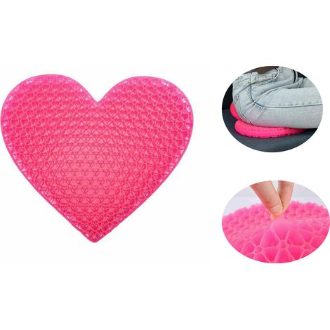 Cuscino Gel Antidecubito Sedere Confortevole Rosa Casa Ufficio Auto Forma Cuore (1/5)