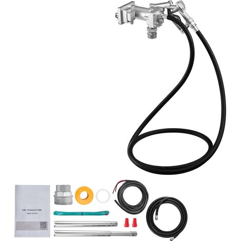 Pompe de transfert de carburant 12V CC 57 L/min, kit pompe gasoil en fonte avec pistolet à arrêt manuel, flexible de refoulement, protection thermique, 1/3 CV antidéflagrant, pour essence gasoil kéros (1/5)