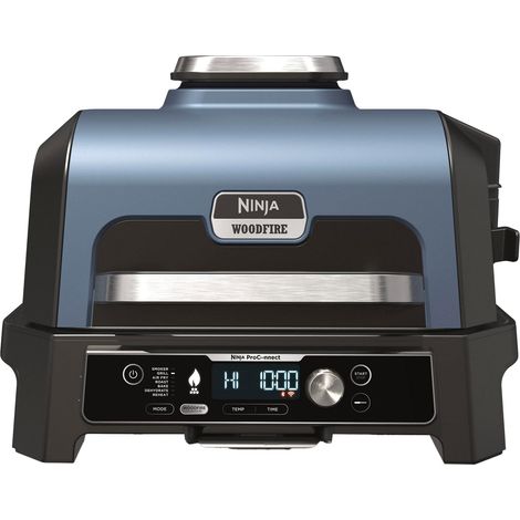 Ninja Woodfire Pro Connect XL parrilla eléctrica azul y negra