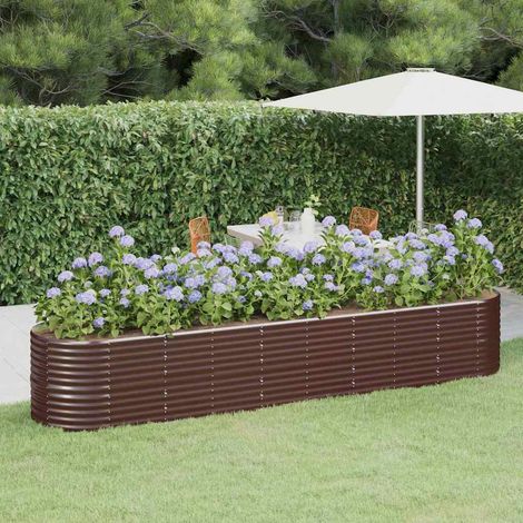 vidaXL Jardinera arriate acero galvanizado marrón 368x80x68 cm (1/5)