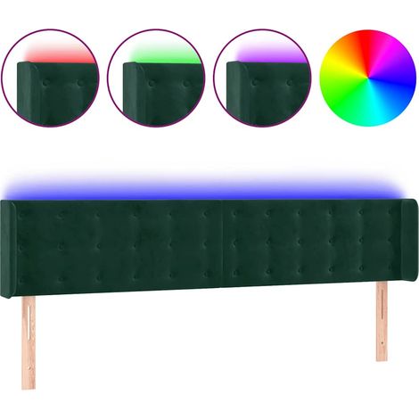Maison Exclusive - Testiera a LED Verde Scuro 203x16x78/88 cm in Velluto (1/5)