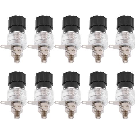 Lot de 10 Bornes Banane 4mm Cuivre Transparent Alliage Zinc Vis Noir Haut-Parleur Connecteur 30Vac-60Vdc (1/5)