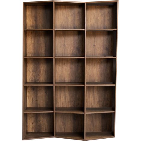 Libreria Moderna 3 Elementi 5 Ripiani Trek Noce (1/5)