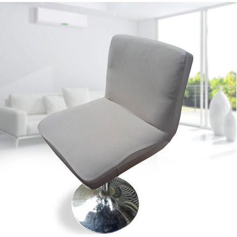 Housse de chaise de bar pivotante avec dossier élastique, gris clair (1/4)