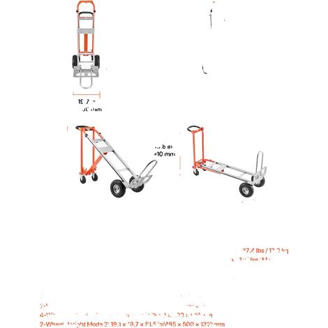Chariot à main, capacité de 1000 lbs, design convertible, 1000 lbs (1/2)