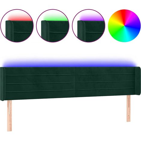 Maison Exclusive - Testiera a LED Verde Scuro 203x16x78/88 cm in Velluto