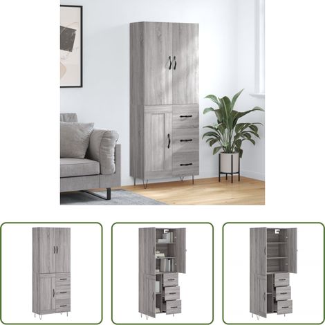 vidaXL Schrank - Highboard Grau Sonoma 69,5x34x180 cm Holzwerkstoff (1/5)