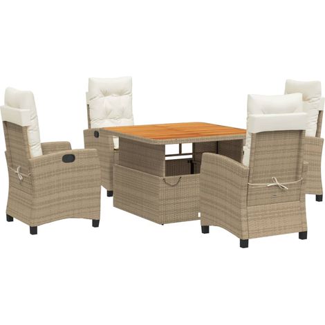 Maison Exclusive - Set comedor de jardín 5 pzas con cojines ratán
