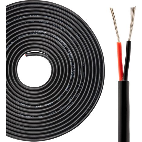 20 mètres Câble 2 fils 22 AWG Extension Câble 2 x 0,3 mm² (1/4)