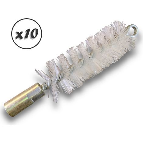 Lot de 10 Brosses à tube PRO NYLON Ø 35 mm Raccord M12175 femelle Ame en acier torsadé Nettoyage brossage tube et canalisation Kibros 41SCN35x10