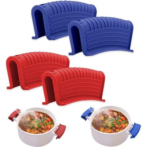 2 Paires Poignées Poêle Silicone Antidérapantes Pour Four Hollandais Casserole Cuisson (1/4)
