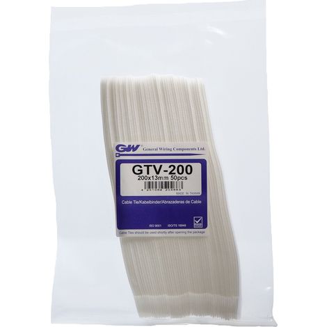 Lot de 50 serre-câbles Blanc 200 x 13 mm (1/3)