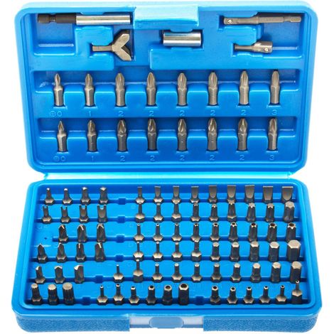 Juego de puntas para destornillador y taladros atornilladores 100 pzs (torx, allen, cuadrados, spline, estrella, philips...)