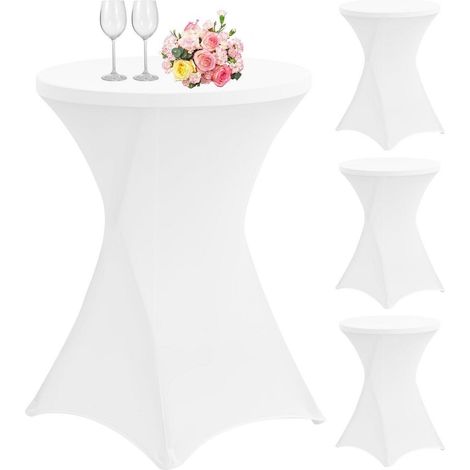4er-Set Stehtisch Husse für Bistrotisch Ø 80-85 cm, Spandex Stretch, Weiß