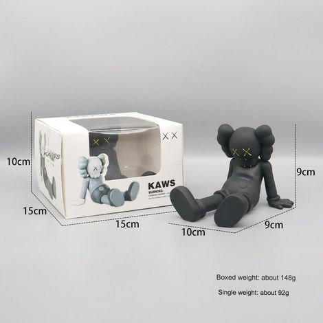 Collection de jouets Kaws, figurines de dessin animé, objets de décoration pour la maison ou le bureau, cadeau, noir, assis