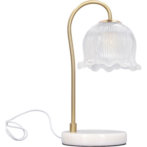 Bougie en verre et marbre, à intensité variable, électrique, avec 2 ampoules, idéale comme cadeau de Noël, de pendaison de crémaillère ou pour décorer la maison et la chambre, prise 220 V (UE). (1/5)