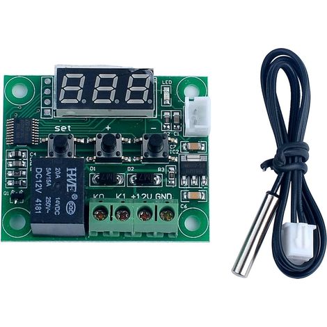 1 Module Thermostat Numérique W1209, Capteur NTC Étanche, Contrôle 12V DC, Pour Chauffage Et Refroidissement (1/5)