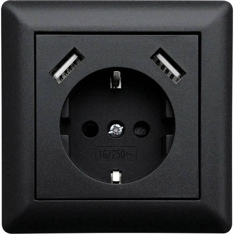 ledmaxx Enchufe empotrable USB negro 16 A 230 V