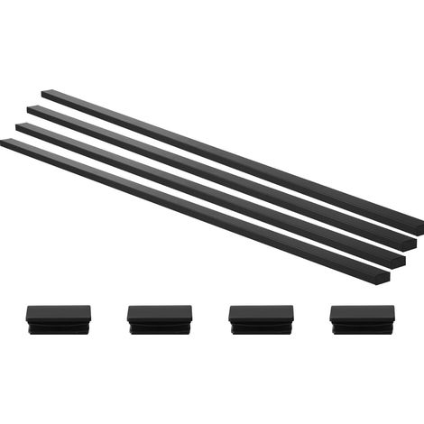 Mophorn Corrimano per Ringhiera da Balcone, Set di 4 Ringhiere Rettangolari in Acciaio Inox da 198 cm, con Terminali, Finitura Nero Opaco, Ideale per Corridoi, Scale Interne ed Esterne, Terrazze (1/5)
