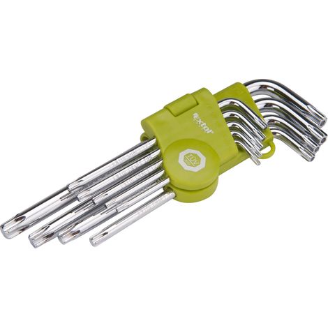 EXTOL CRAFT L-Schlüssel TORX, 9-teilig, T 10-50 mm, gebohrt