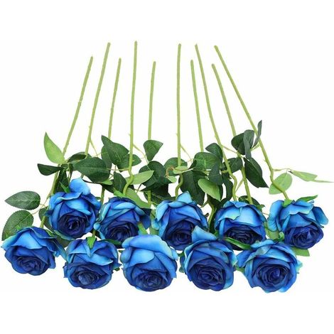royaluxe -Fleurs artificielles　Lot de 12 Roses Artificielles, Deco Fausses Fleurs en Soie avec Tige Simple de 19,68 Pouces, Fleur Réaliste pour Fête Jardin en Famille Hôtel Décoration de Mariage, Déco (1/5)