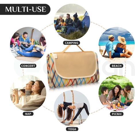 Couverture de pique-nique, tapis de plage pliable imperméable, tapis de pique-nique pour la plage, le parc, la randonnée, le camping, les voyages en famille