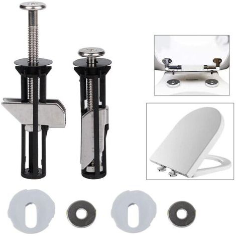 Kit universale di ricambio per viti del sedile del WC in 2 pezzi, bulloni per cerniere del sedile del WC in acciaio inossidabile resistente con due misure di rondelle metalliche.